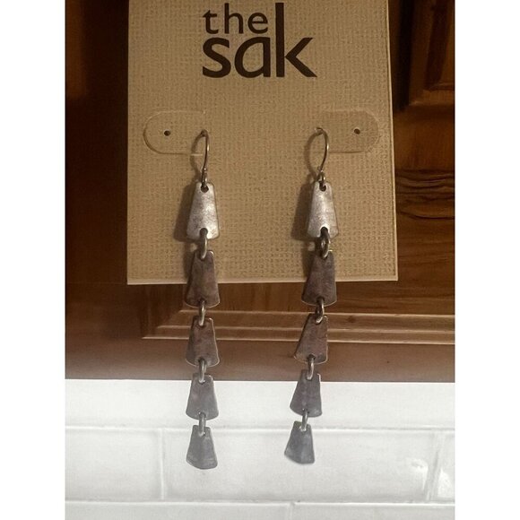 The Sak Silver Chain Link Dangle Earrings NEW - Picture 1 of 2